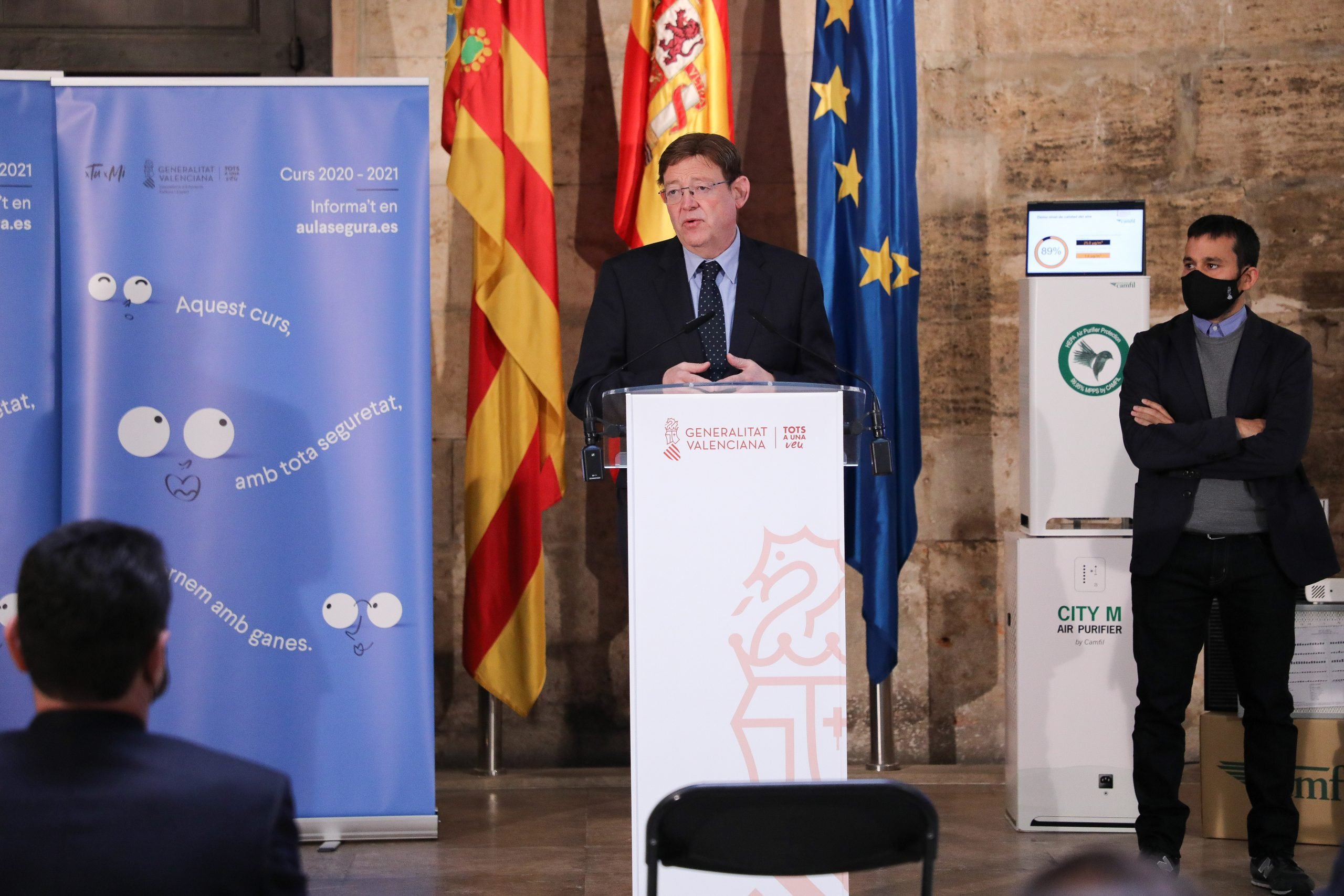 Ximo Puig anuncia el suministro de 8.000 purificadores para garantizar la adecuada ventilación de las aulas de los centros educativos de la Comunitat Valenciana