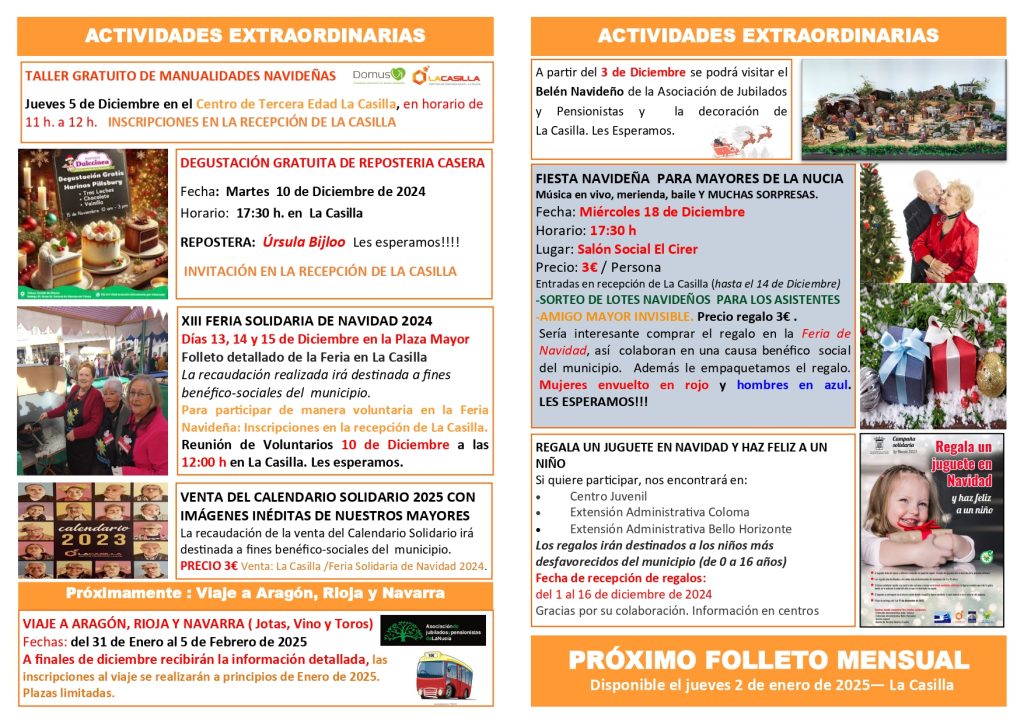 Tercera Edad presenta su “navideña” programación de diciembre  en La Nucía 0