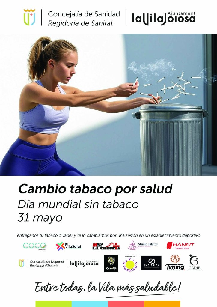 “Cambio tabaco por salud” es la nueva campaña que lanza el Ayuntamiento de Villajoyosa para reducir el consumo de tabaco 0