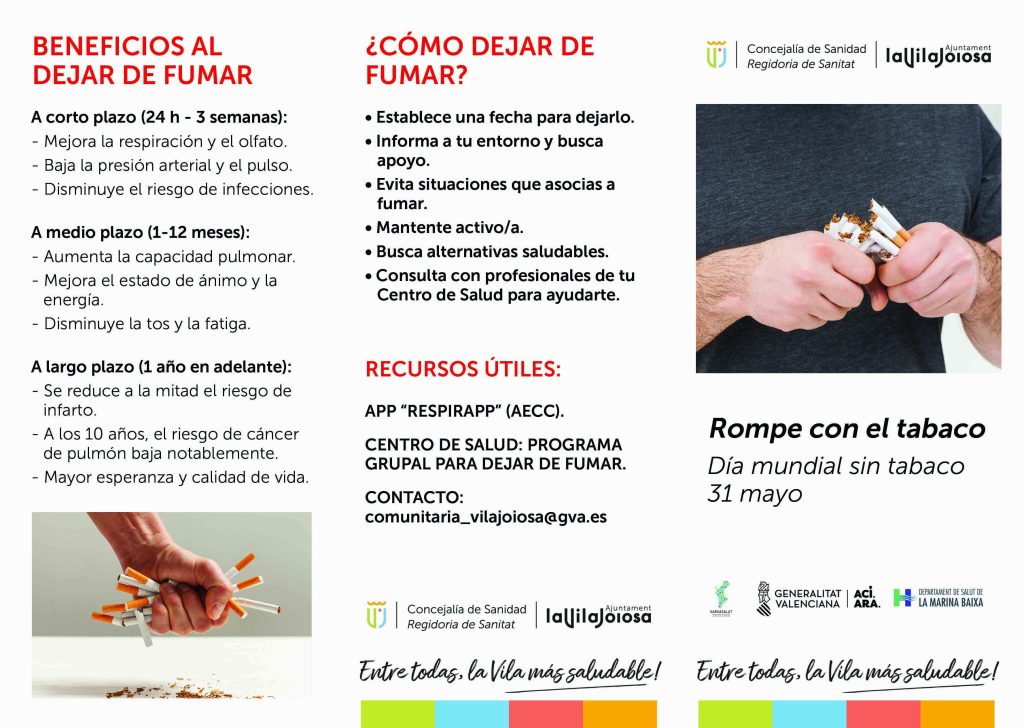 “Cambio tabaco por salud” es la nueva campaña que lanza el Ayuntamiento de Villajoyosa para reducir el consumo de tabaco 1