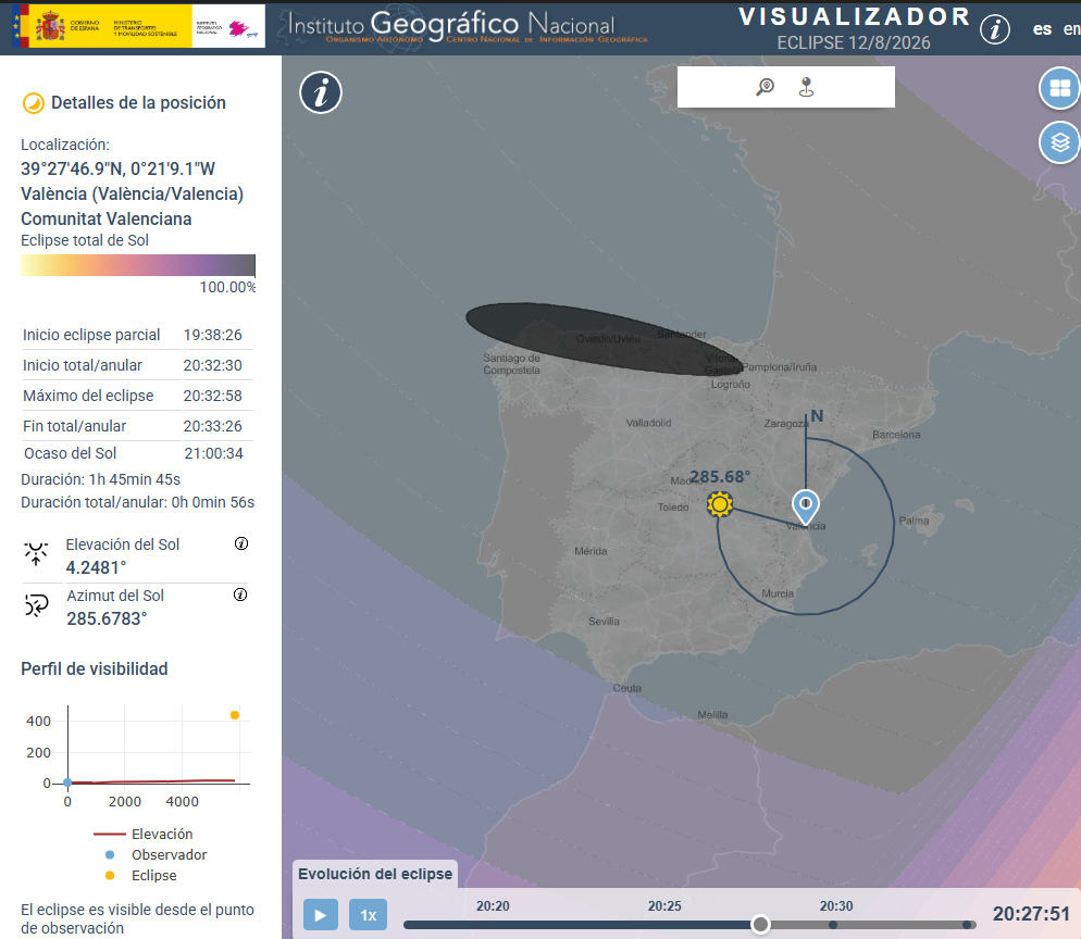 Transportes lanza una página web sobre los tres eclipses visibles en España en 2026, 2027 y 2028 1