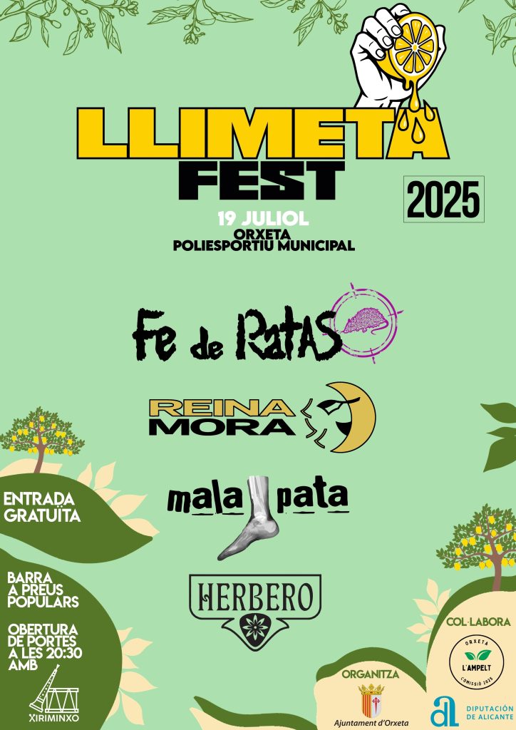 El sábado 19 de julio se celebrará en Orxeta la primera edición del Llimeta Fest 0