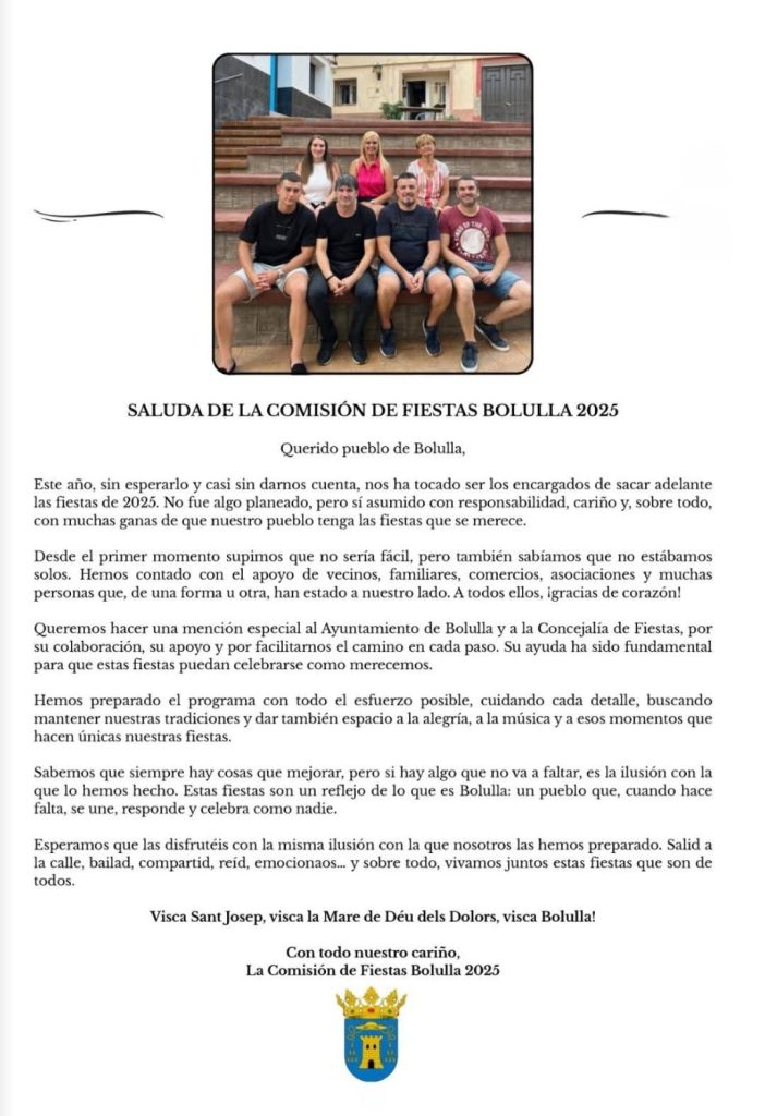 Fiestas de Bolulla en honor a San José y a la Virgen de los Dolores 0