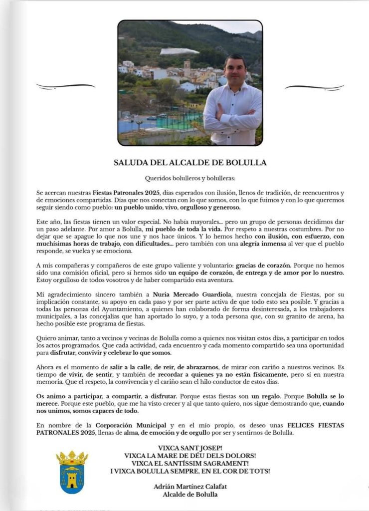 Fiestas de Bolulla en honor a San José y a la Virgen de los Dolores 1