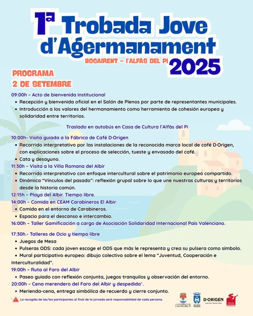 L’Alfàs del Pi acogerá la 1ª Trobada Jove d’Agermanament con Bocairent el 2 de septiembre 1