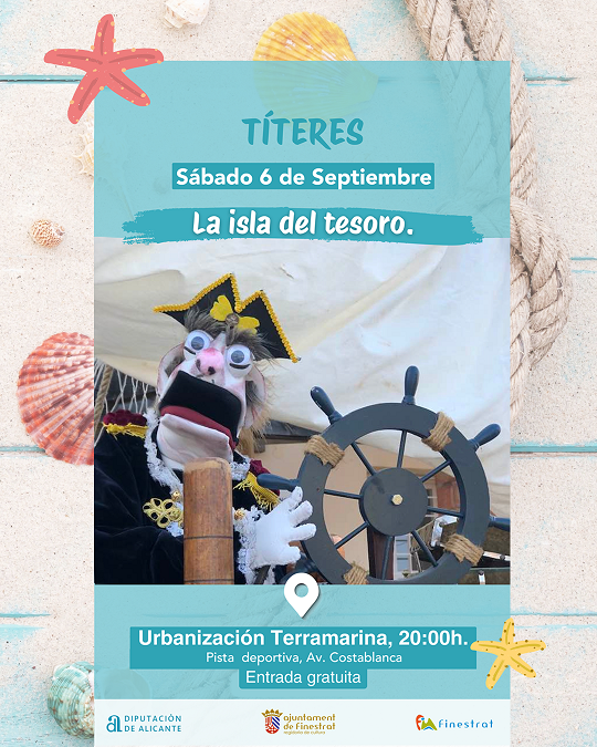 El espectáculo de títeres «La isla del tesoro» llega este sábado 6 a la urbanización Terra Marina de Finestrat 0