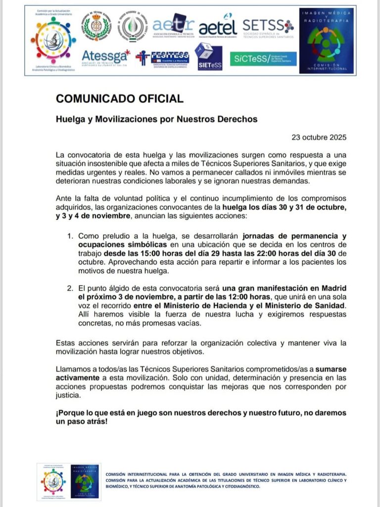 Huelga y movilizaciones de los Técnicos Superiores Sanitarios «por sus derechos» 0