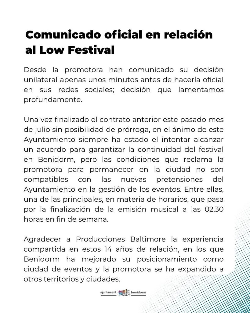 Low Festival no se celebrará más en Benidorm 0