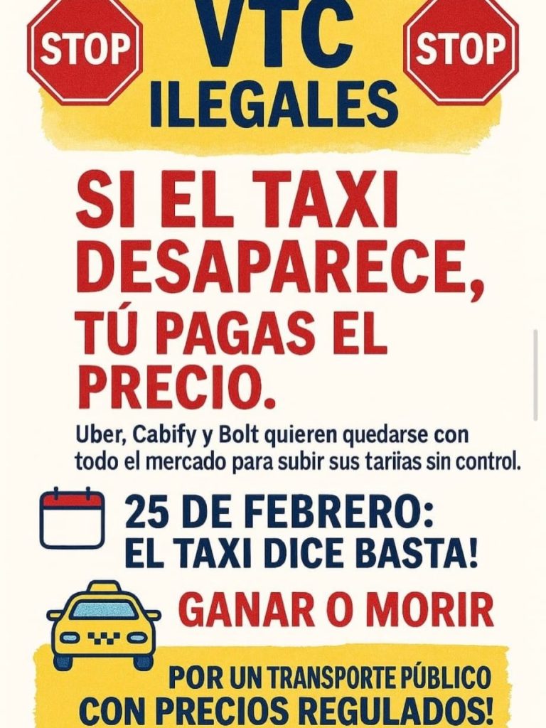 Huelga de taxis el 25 de febrero en la Marina Baixa: motivos, servicios mínimos y qué debes saber