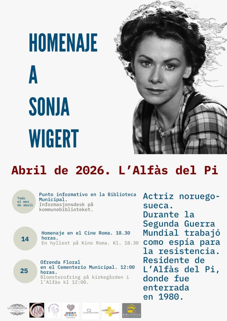 L’Alfàs del Pi dedica en abril un ciclo cultural a la actriz y espía Sonja Wigert.