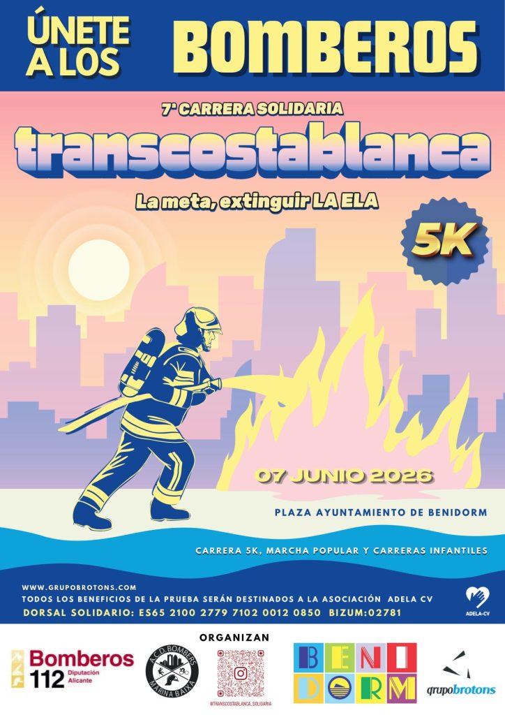 Benidorm presenta la carrera solidaria de bomberos a favor de las personas afectadas por ELA