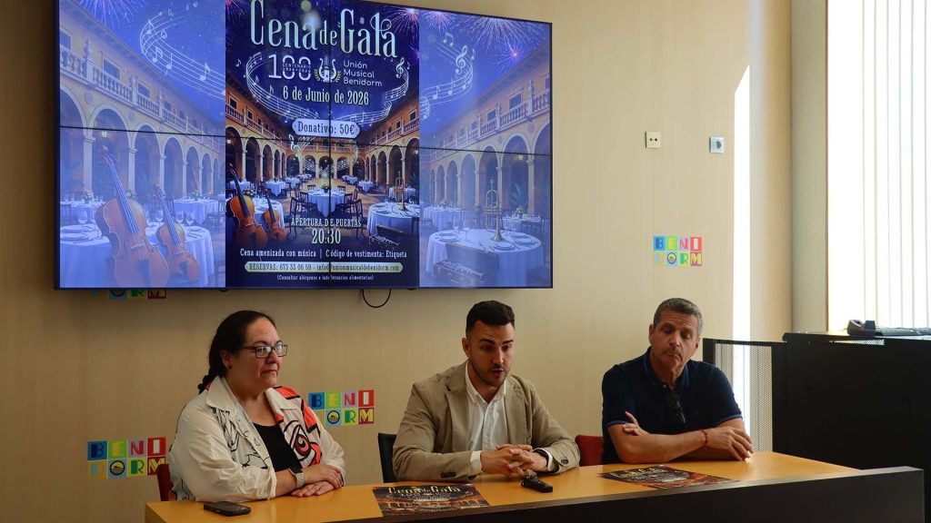 La Unión Musical de Benidorm celebrará su Cena de Gala del centenario el 6 de junio en la Plaza Mayor