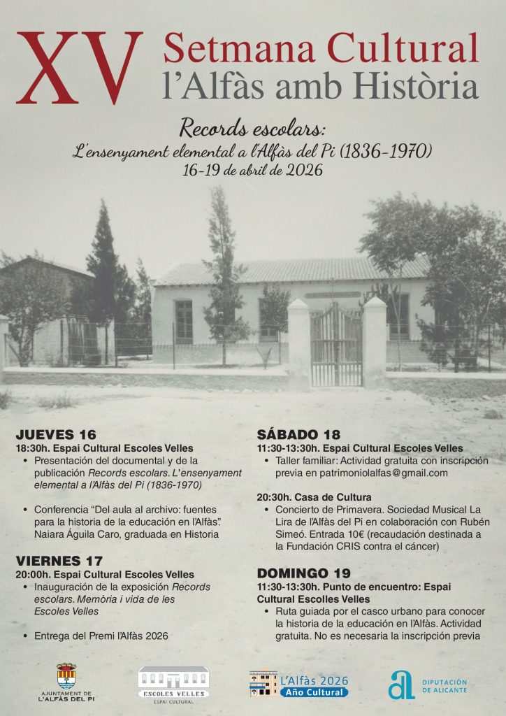 L’Alfàs del Pi celebra 190 años como municipio con la XV Setmana Cultural ‘L’Alfàs amb Història’