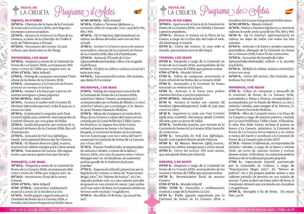 Fiestas de la Creueta en l’Alfàs del Pi 2026: programa completo, actos y novedades 3