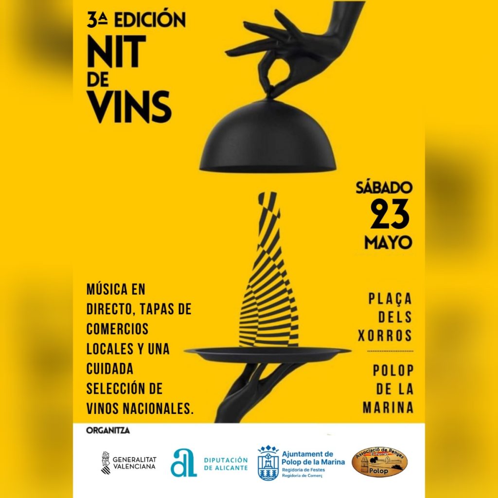 La tercera edición de la Nit de Vins de Polop de la Marina se celebrará el 23 de mayo en la Plaça dels Xorros