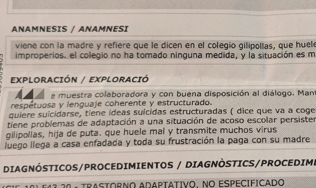Fragmento del parte médico del pasado viernes al que ha tenido acceso Ahora Marina Baixa 