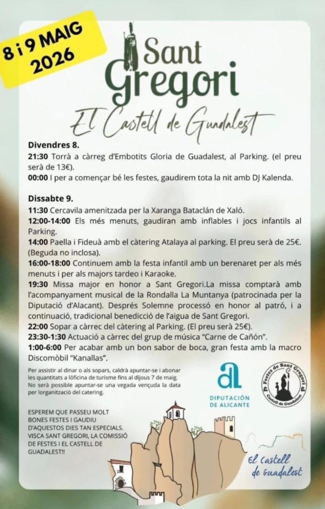 El Castell de Guadalest celebra Sant Gregori 2026 con música, tradición y actividades para toda la familia 1