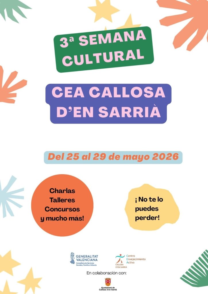 Callosa d’en Sarrià celebra la 3ª Semana Cultural del CEA con actividades para promover el bienestar y la convivencia de las personas mayores