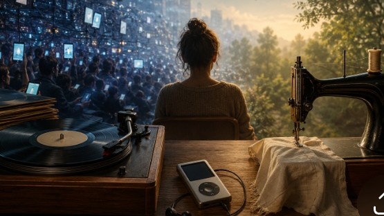 Adiós al scroll infinito: vuelve el MP3, el vinilo y la máquina de coser como respuesta a la hiperconexión