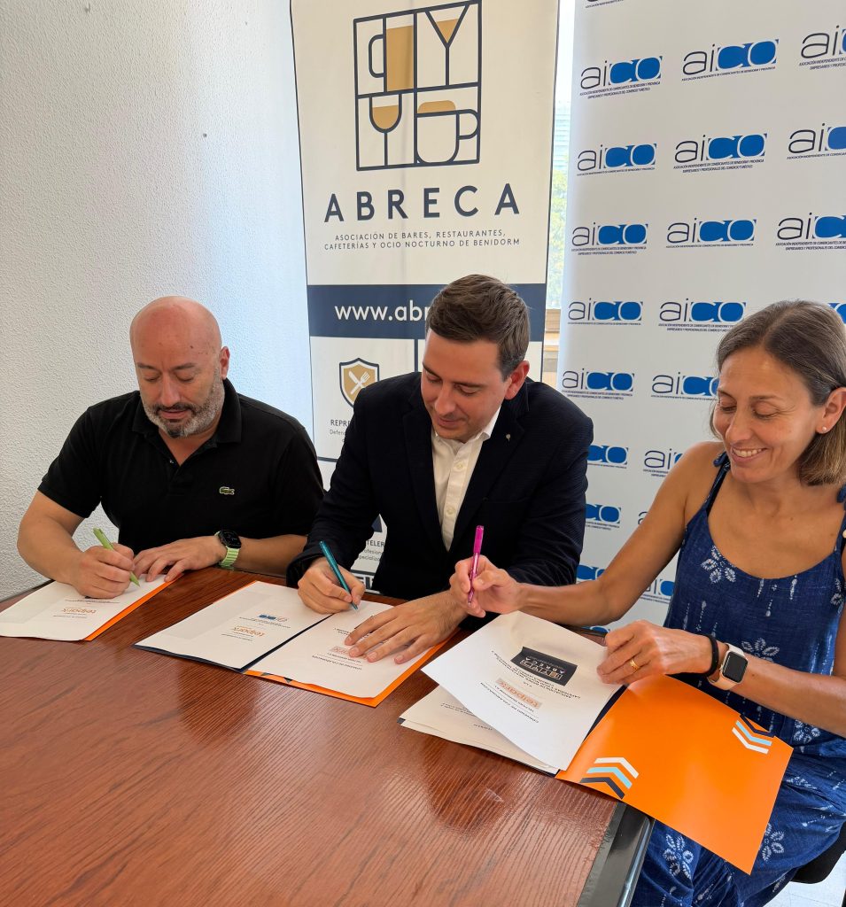 Telpark Benidorm, ABRECA y AICO firman un acuerdo para impulsar el comercio, la hostelería y los servicios locales