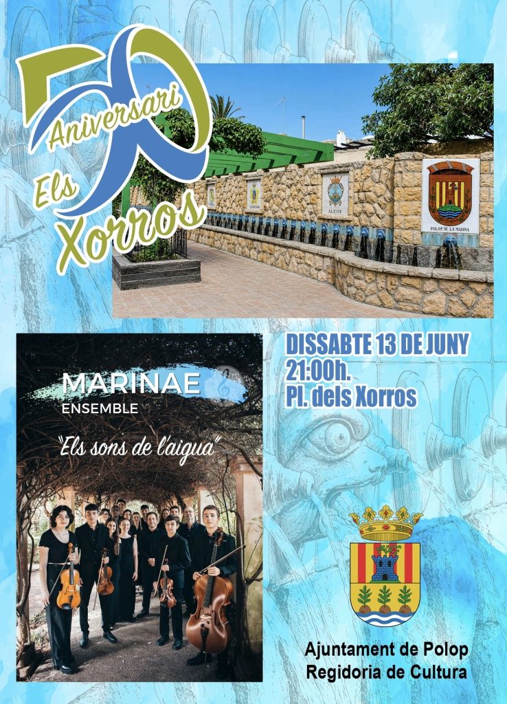 Polop celebra el 50 aniversario de la Plaça dels Xorros con un gran homenaje ciudadano y el concierto “Els sons de l’aigua” 1