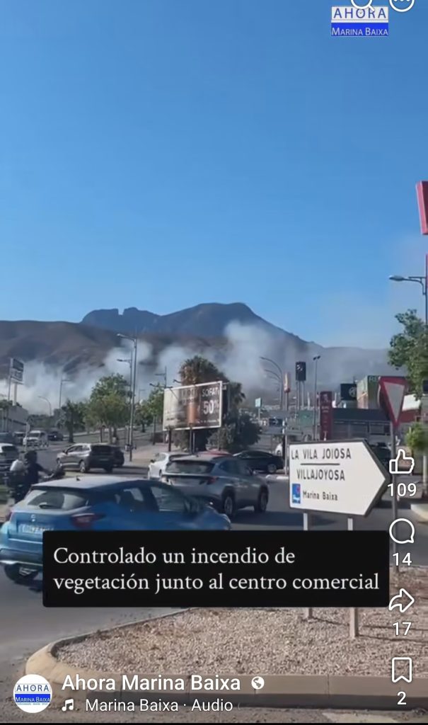 Controlado un incendio de vegetación en Finestrat tras calcinar 1.500 metros cuadrados junto a Golf Bahía 1
