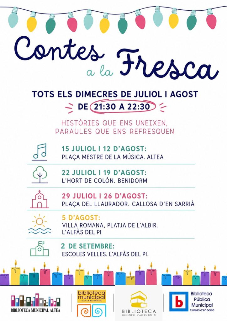 Las bibliotecas de l’Alfàs del Pi, Altea, Benidorm y Callosa d’en Sarrià recuperan la tradición de la narración oral con ‘Contes a la Fresca’