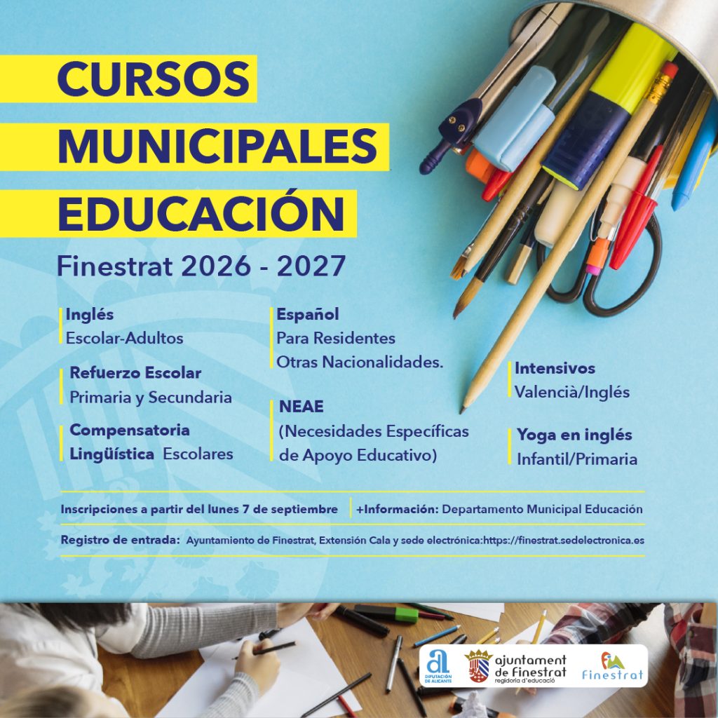 Abierto el plazo de inscripción para las actividades extraescolares 2026/2027 en Finestrat