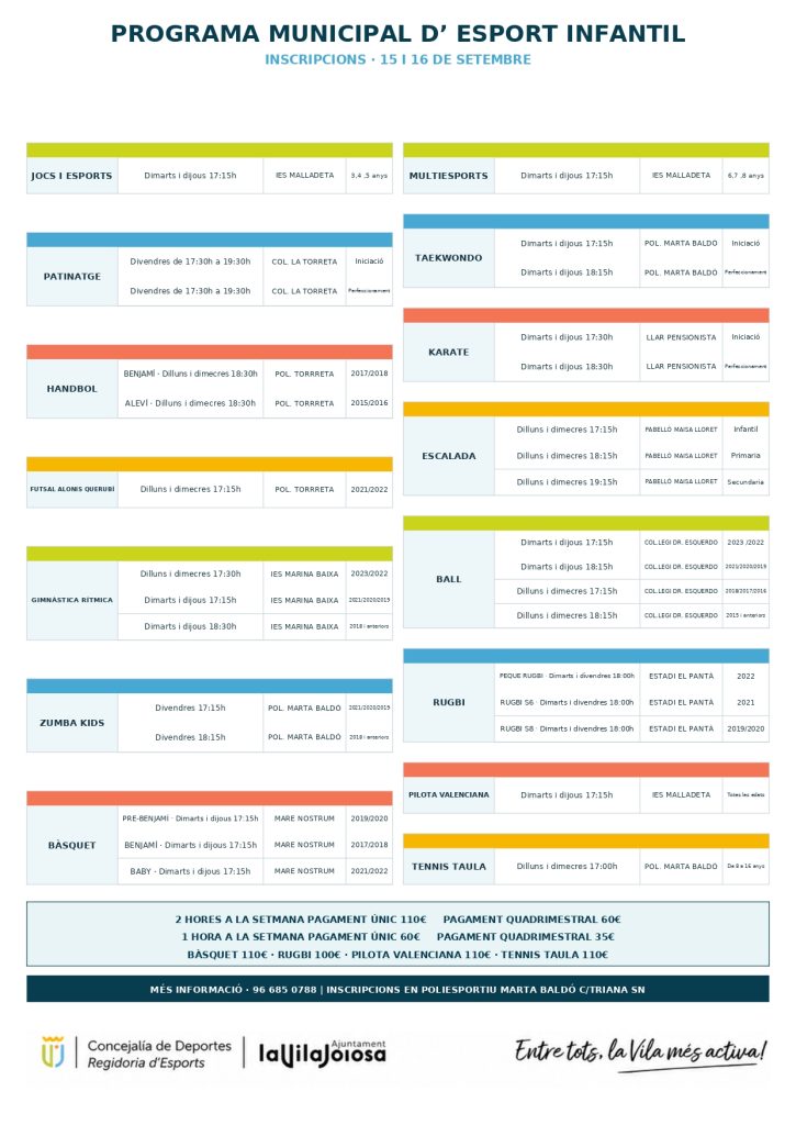 Villajoyosa presenta su programa municipal de actividades 2026-2027 con nuevas clases de sevillanas y escalada