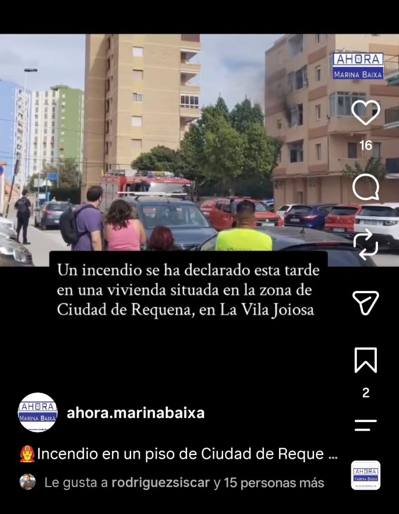 Incendio en un piso de Ciudad de Requena, en La Vila Joiosa 1