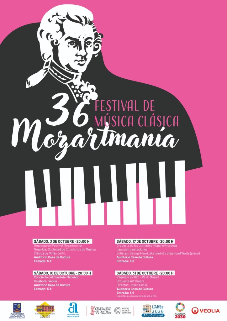 El 36 Festival Mozartmanía arranca en l’Alfàs del Pi con un viaje musical que une a Mozart y la música pop
