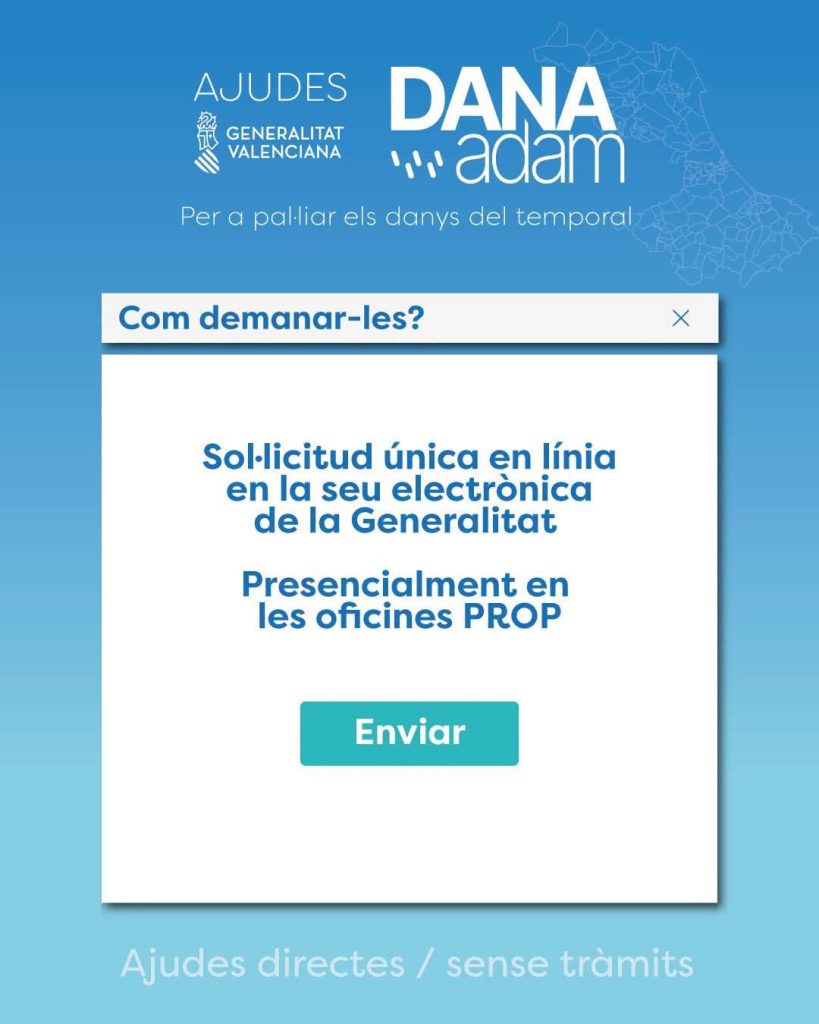El Consell aprueba un primer paquete de ayudas inmediatas de 23,5 millones de euros para los afectados por la dana Adam