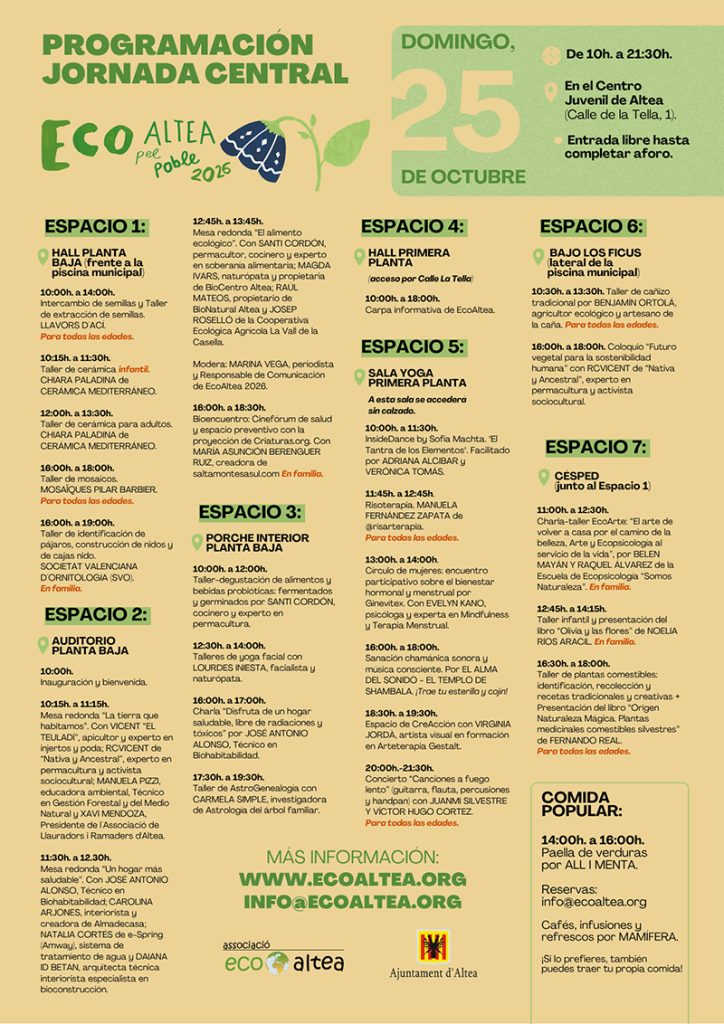 EcoAltea 2026 clausura su 16ª edición este domingo con una jornada central de más de 25 actividades ecologistas